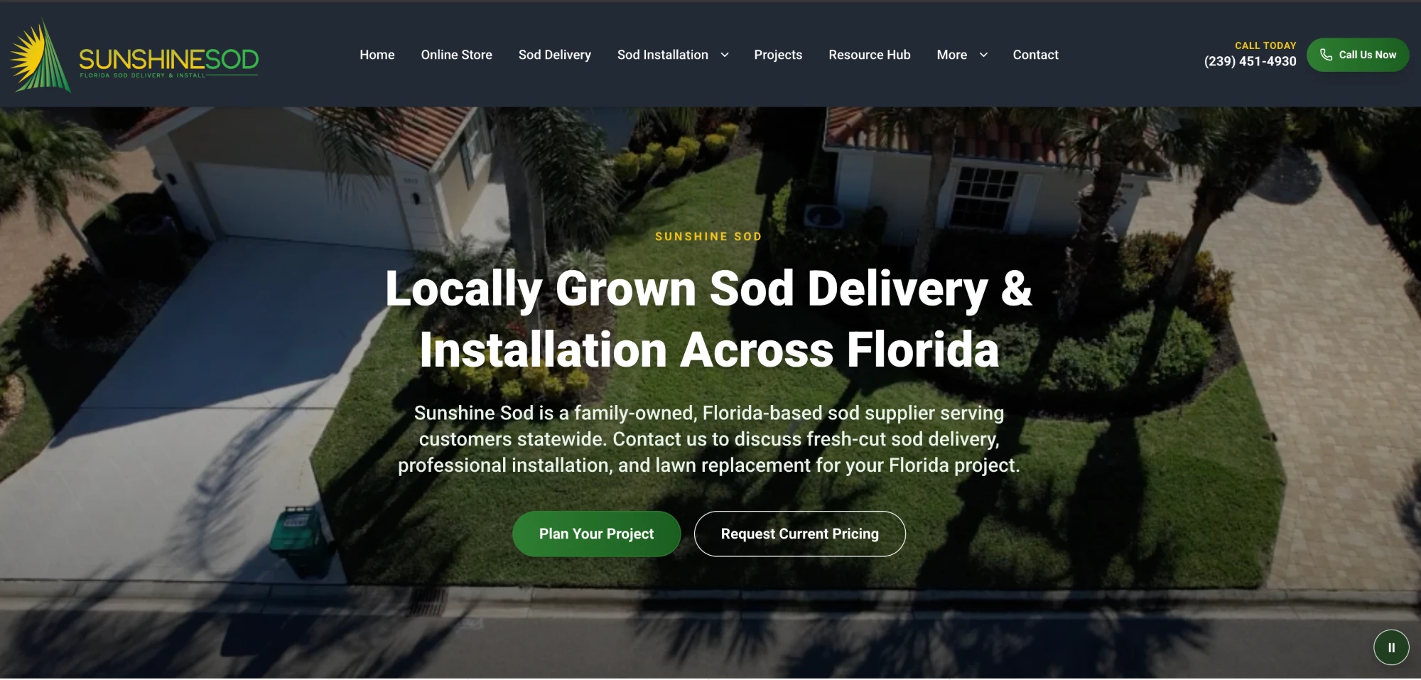 Sunshine Sod website home page